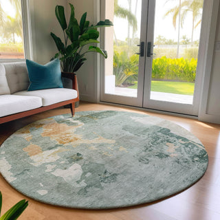 Dalyn Bresca BC1 Seafoam Machine Washable Area Rug Round Lifestyle Image Feature