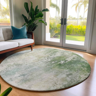 Dalyn Bresca BC2 Aloe Machine Washable Area Rug Round Lifestyle Image Feature