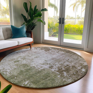 Dalyn Bresca BC3 Brown Machine Washable Area Rug Round Lifestyle Image Feature