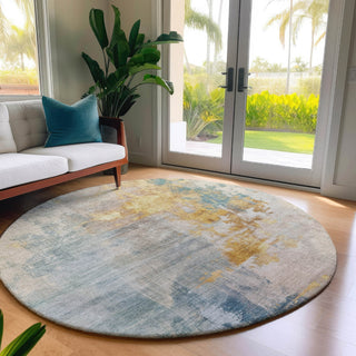 Dalyn Bresca BC4 Linen Machine Washable Area Rug Round Lifestyle Image Feature