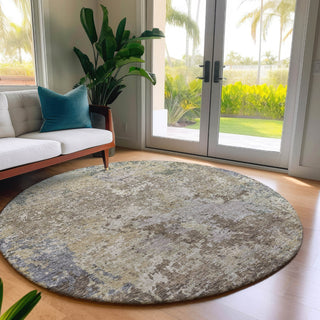 Dalyn Bresca BC6 Beige Machine Washable Area Rug Round Lifestyle Image Feature