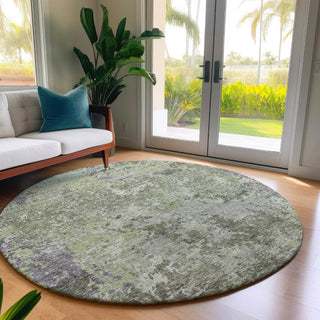Dalyn Bresca BC6 Green Machine Washable Area Rug Round Lifestyle Image Feature