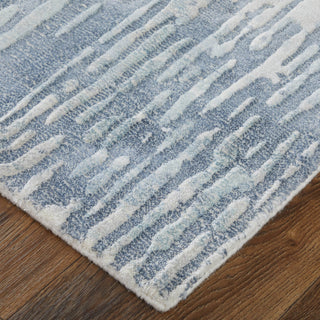 Feizy Braden 8A49F Blue/Ivory Area Rug Corner Image with Rug Pad