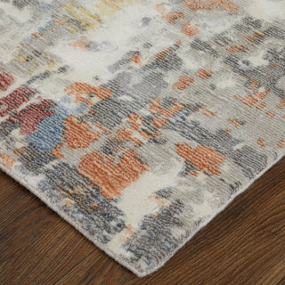 Feizy Braden 8A50F Gray/Orange/Tan Area Rug Corner Image with Rug Pad