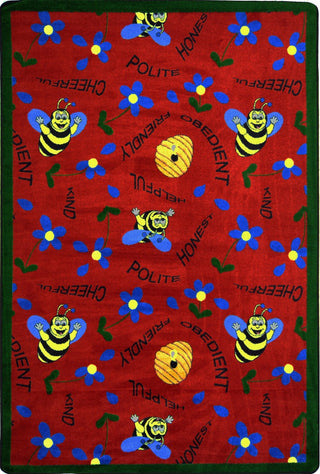 Joy Carpets Kid Essentials Bee Attitudes Red Area Rug