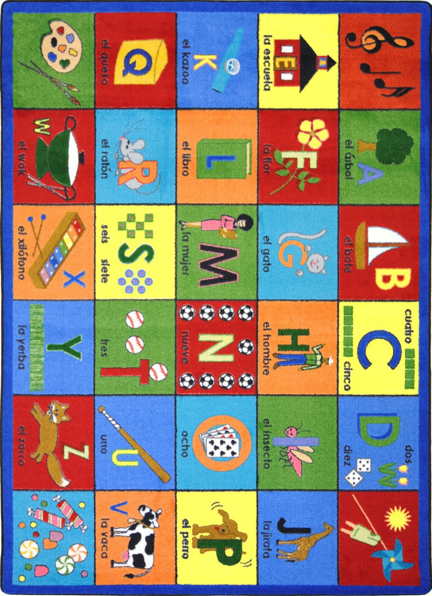 Joy Carpets Kid Essentials Bilingual Phonics Multi Area Rug