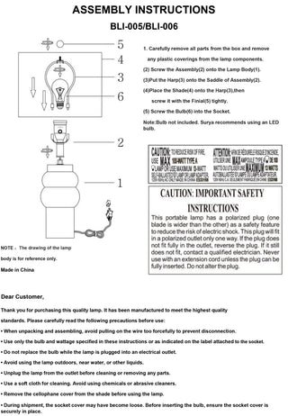 Surya Beraliya BLI-006 Lamp Assembly