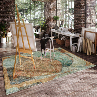 Dalyn Boca BO11 Teal Machine Washable Area Rug Lifestyle Image Feature