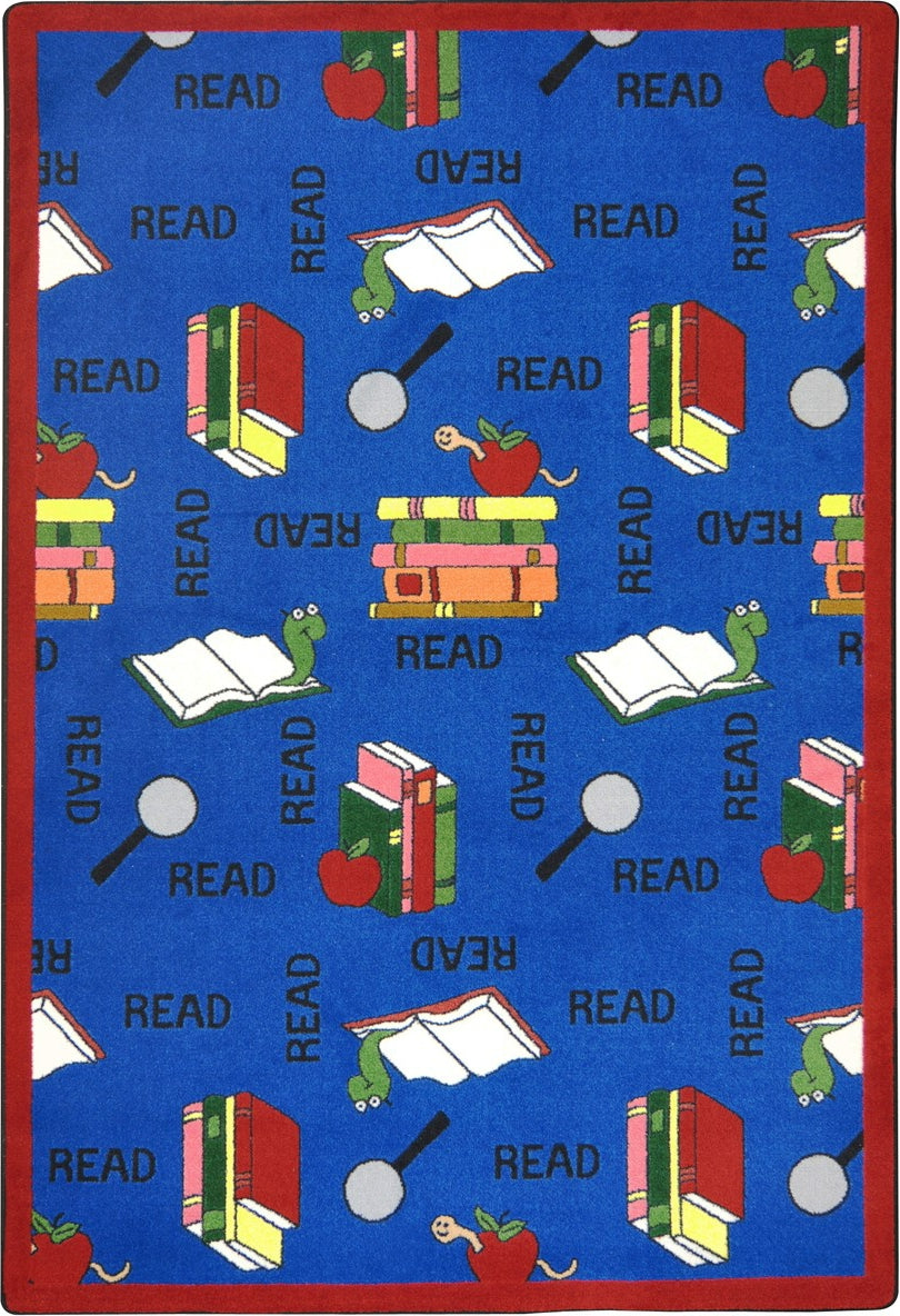 Joy Carpets Kid Essentials Bookworm Blue Area Rug