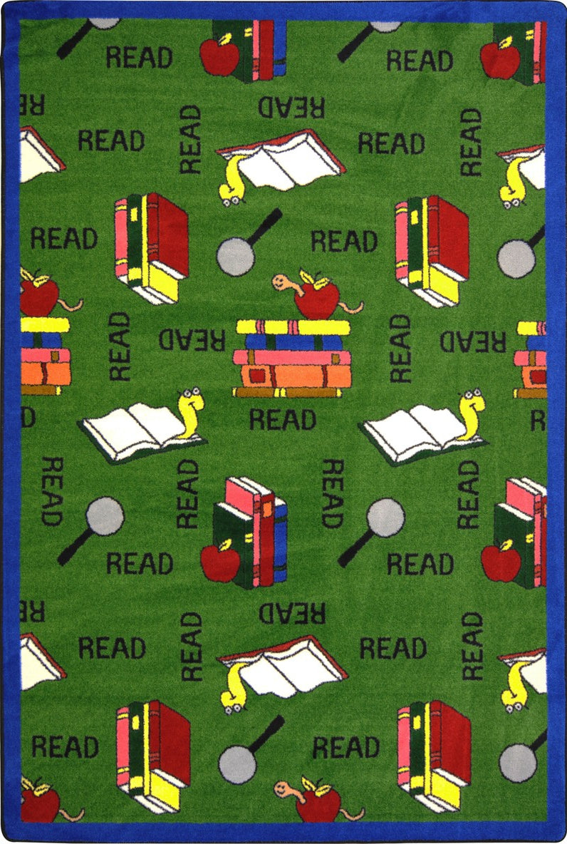 Joy Carpets Kid Essentials Bookworm Green Area Rug
