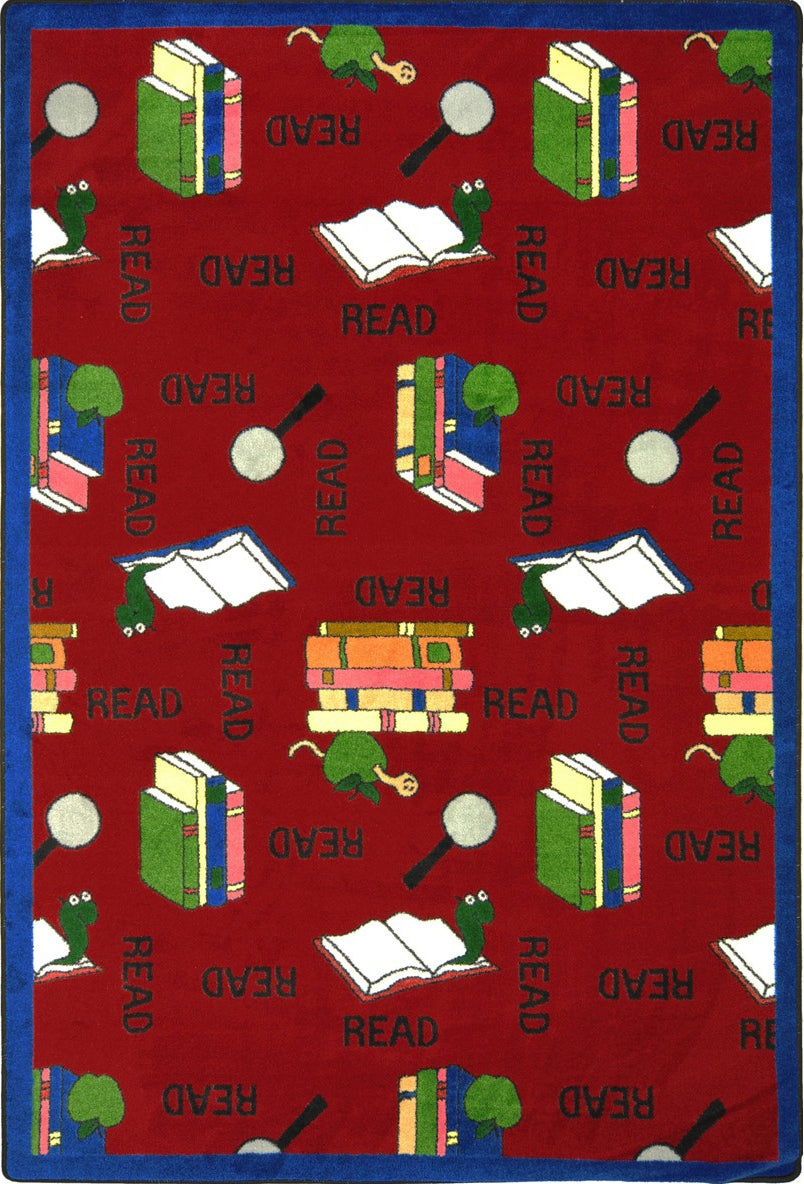 Joy Carpets Kid Essentials Bookworm Red Area Rug
