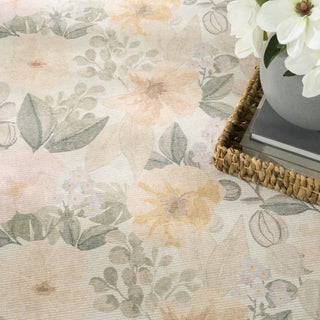 Nourison Botanical Washables BOT01 Beige Multicolor Area Rug Corner Image