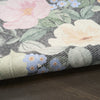 Nourison Botanical Washables BOT01 Charcoal Multicolor Area Rug Corner Image