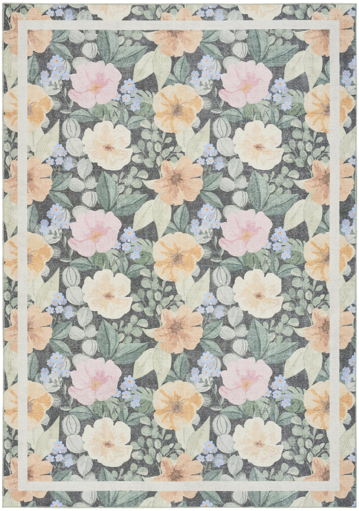 Nourison Botanical Washables BOT01 Charcoal Multicolor Area Rug main image
