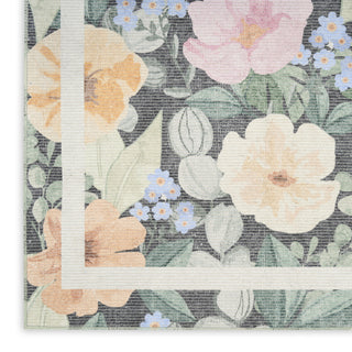 Nourison Botanical Washables BOT01 Charcoal Multicolor Area Rug Texture Image
