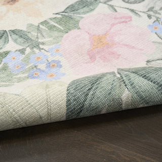 Nourison Botanical Washables BOT01 Ivory Multicolor Area Rug Corner Image