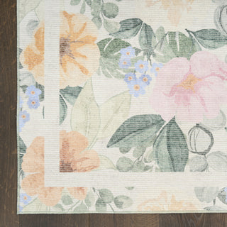 Nourison Botanical Washables BOT01 Ivory Multicolor Area Rug Detail Image