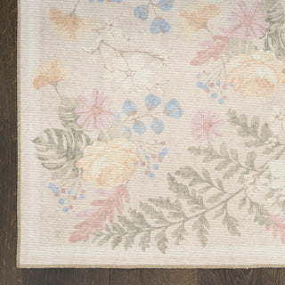 Nourison Botanical Washables BOT02 Beige Multicolor Area Rug Detail Image