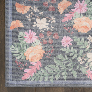 Nourison Botanical Washables BOT02 Charcoal Multicolor Area Rug Detail Image