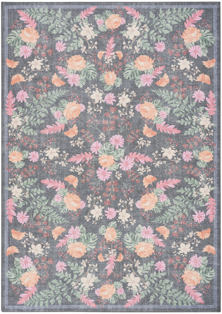 Nourison Botanical Washables BOT02 Charcoal Multicolor Area Rug main image