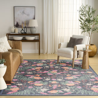 Nourison Botanical Washables BOT02 Charcoal Multicolor Area Rug Room Image Feature