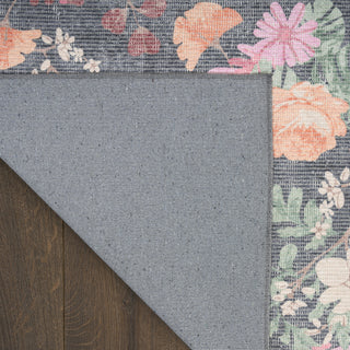 Nourison Botanical Washables BOT02 Charcoal Multicolor Area Rug Corner Image