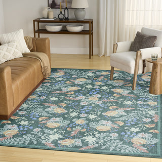 Nourison Botanical Washables BOT02 Green Multicolor Area Rug Corner Image