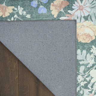 Nourison Botanical Washables BOT02 Green Multicolor Area Rug Corner Image