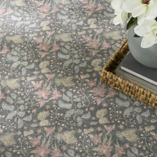 Nourison Botanical Washables BOT03 Charcoal Multicolor Area Rug Corner Image