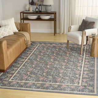 Nourison Botanical Washables BOT03 Charcoal Multicolor Area Rug Corner Image