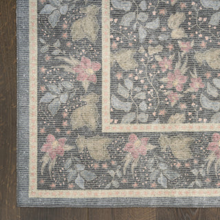 Nourison Botanical Washables BOT03 Charcoal Multicolor Area Rug Detail Image