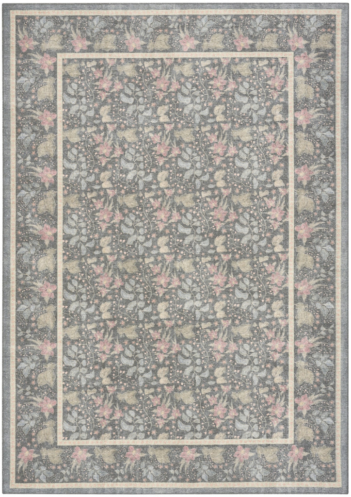 Nourison Botanical Washables BOT03 Charcoal Multicolor Area Rug main image