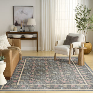 Nourison Botanical Washables BOT03 Charcoal Multicolor Area Rug Room Image Feature