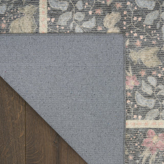 Nourison Botanical Washables BOT03 Charcoal Multicolor Area Rug Corner Image