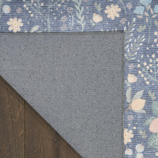 Nourison Botanical Washables BOT04 Blue Multicolor Area Rug Corner Image