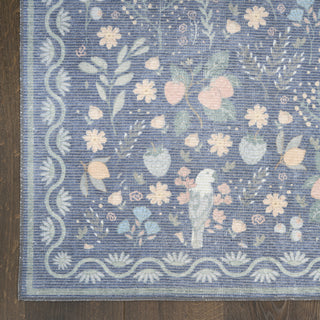 Nourison Botanical Washables BOT04 Blue Multicolor Area Rug Detail Image