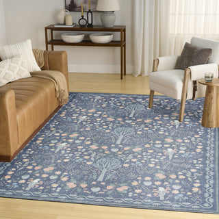 Nourison Botanical Washables BOT04 Blue Multicolor Area Rug Corner Image