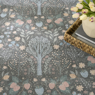 Nourison Botanical Washables BOT04 Charcoal Multicolor Area Rug Corner Image