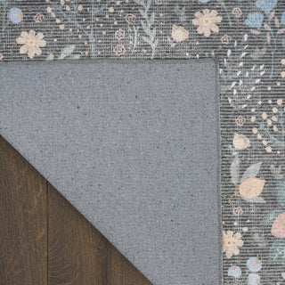 Nourison Botanical Washables BOT04 Charcoal Multicolor Area Rug Corner Image