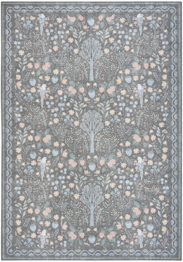 Nourison Botanical Washables BOT04 Charcoal Multicolor Area Rug main image