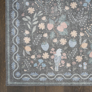 Nourison Botanical Washables BOT04 Charcoal Multicolor Area Rug Detail Image