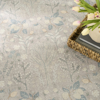 Nourison Botanical Washables BOT04 Grey Multicolor Area Rug Corner Image