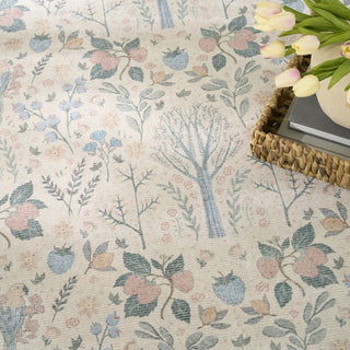Nourison Botanical Washables BOT04 Ivory Multicolor Area Rug Corner Image