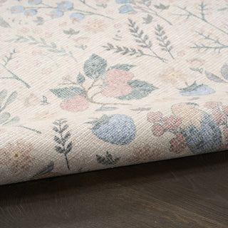 Nourison Botanical Washables BOT04 Ivory Multicolor Area Rug Corner Image