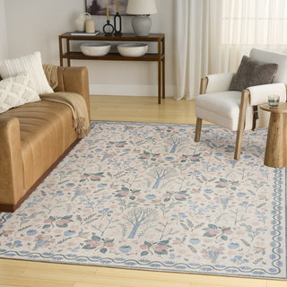 Nourison Botanical Washables BOT04 Ivory Multicolor Area Rug Corner Image