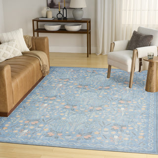 Nourison Botanical Washables BOT04 Light Blue Multicolor Area Rug Corner Image