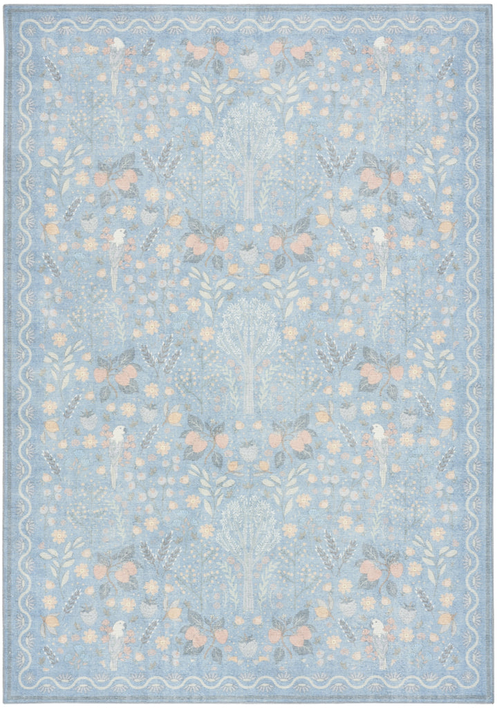 Nourison Botanical Washables BOT04 Light Blue Multicolor Area Rug main image