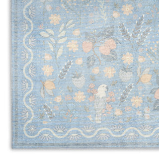 Nourison Botanical Washables BOT04 Light Blue Multicolor Area Rug Texture Image