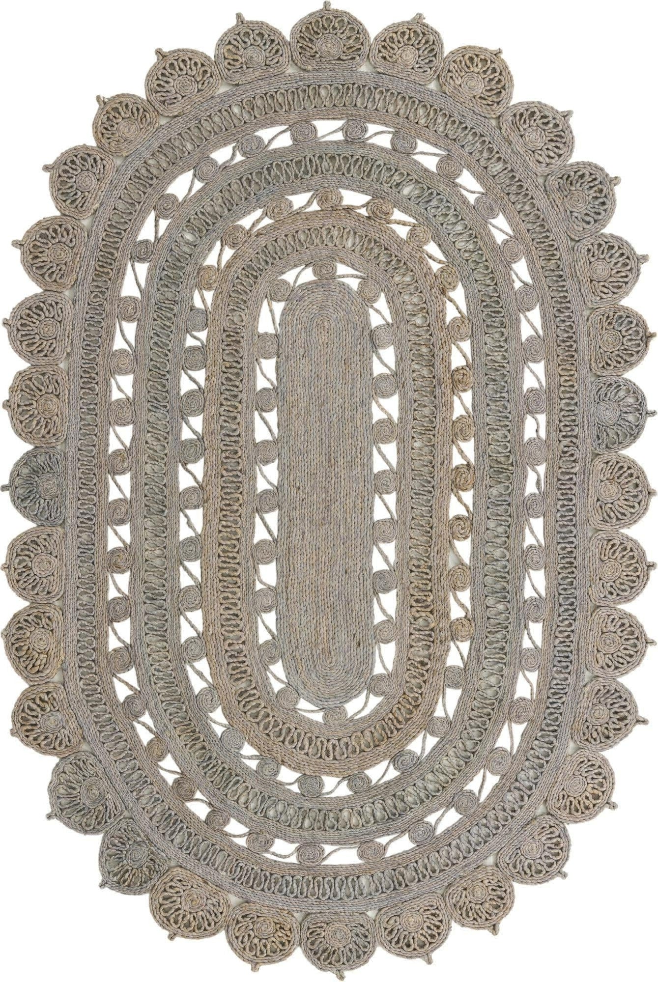 Unique Loom Braided Jute RET-NAT2 Gray Area Rug