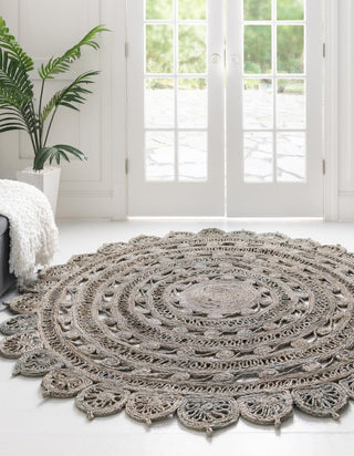 Unique Loom Braided Jute RET-NAT2 Gray Area Rug